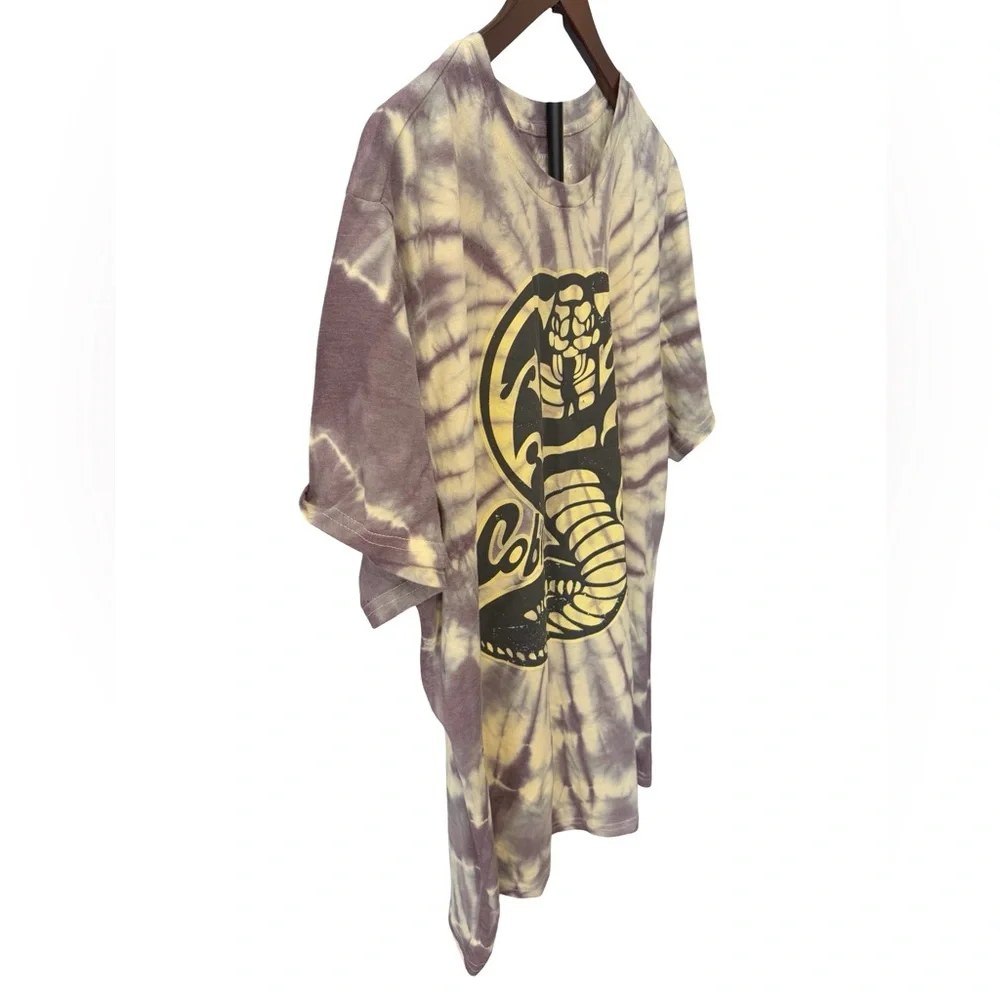 NEW! Cobra Kai Graphic Tie-Dye Tee in Pale Yellow & Gray Size 3X - Picture 6 of 11